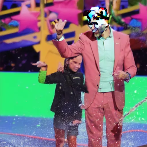 Image similar to joe biden getting slimed at the kids choice awards