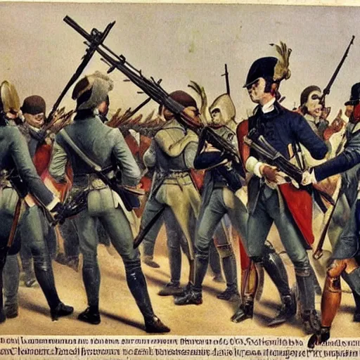 Prompt: French revolution with modern weapons, machine guns, modern body armor, modern uniforms, urban warfare, modern warfare