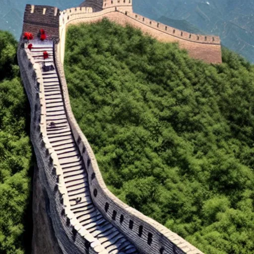 Image similar to Great Wall of china made of Lego bricks