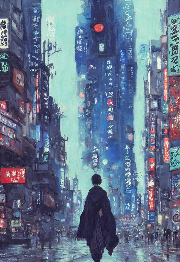 Prompt: geisha in front of shibuya. cyberpunk. beautiful blue sky. gorgeous epic nature, lofi, vivid colors, amazing light, by jeremy lipkin, by claude monet, heavily inspired by makoto shinkai, inspired by ghibli, masterpiece, multiple brush strokes, impressionist style