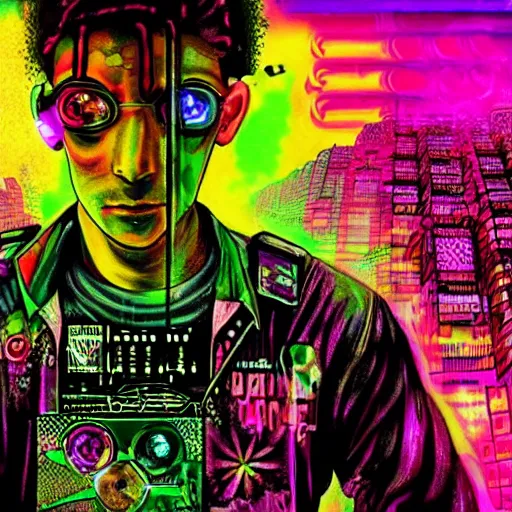 Image similar to marihuana mixed with lsd cyberpunk