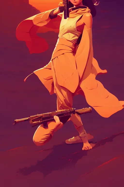 Image similar to smooth weapon, desert colors, centered median photoshop filter cutout vector behance hd by artgerm, jesper ejsing, by rhads, makoto shinkai and lois van baarle, ilya kuvshinov, rossdraws, illustration, art by ilya kuvshinov and gustav klimt