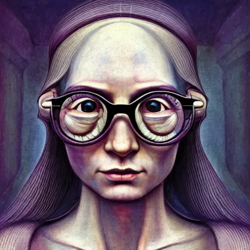 Prompt: Colour Hieronymus Bosch style Photography of Beautiful woman with highly detailed 1000 years old face wearing highly detailed sci-fi Inuit glasses designed by Josan Gonzalez. Many details . In style of Josan Gonzalez and Mike Winkelmann and andgreg rutkowski and alphonse muchaand and Caspar David Friedrich and Stephen Hickman and James Gurney and Hiromasa Ogura. Rendered in Blender and Octane Render volumetric natural light