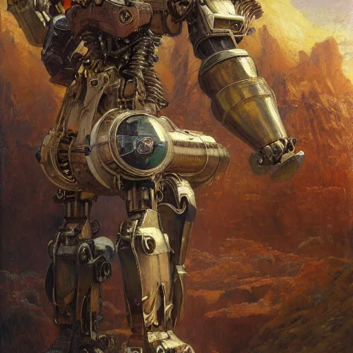 Image similar to highly detailed painting of a humanoid baboon mecha, painting by gaston bussiere, craig mullins, j. c. leyendecker, lights, art by ernst haeckel, john william godward, hammershøi, alex grey, dmt, symmetric, masterpiece details, hyper - detailed, hd, hdr, 4 k, 8 k