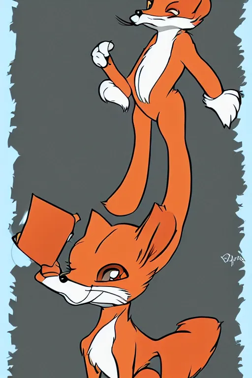 Image similar to a fox fursona, trending on furaffinity, by don bluth, furry art, digital art