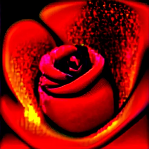 Image similar to award - winning macro of a beautiful black rose made of glowing molten magma