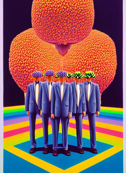 Image similar to flower men by shusei nagaoka, kaws, david rudnick, airbrush on canvas, pastell colours, cell shaded, 8 k