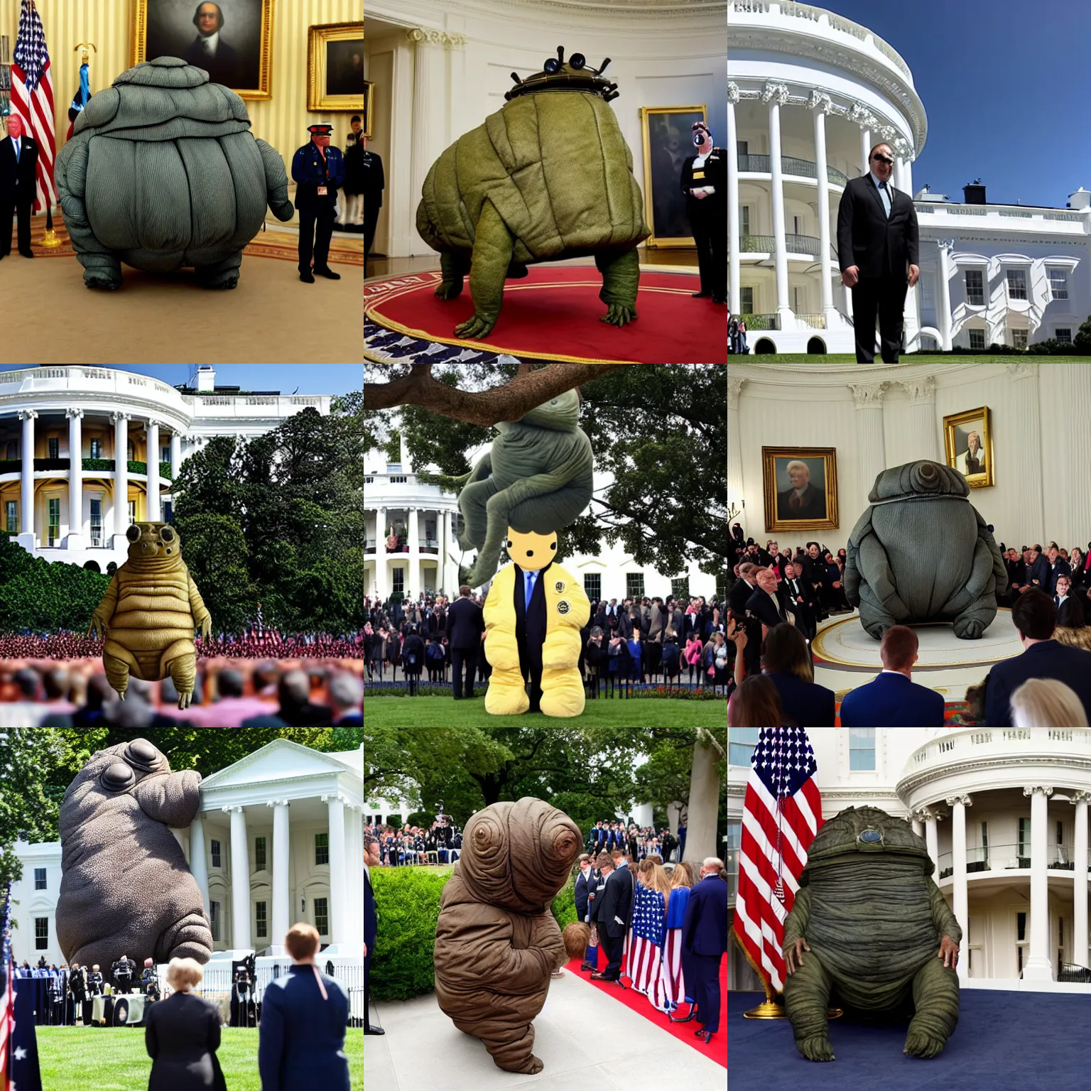 Prompt: giant very real tardigrade at the white house ceremony