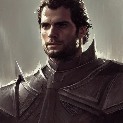 Image similar to henry cavill as a d & d fantasy knight, art by greg rutkowski