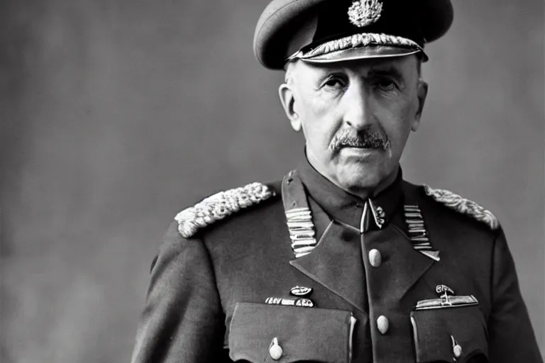 Image similar to sportrait of francisco franco, general, army, 1 9 3 7, spain, jose maria diaz casariego, bartolome ros, juan jose serrano, leica