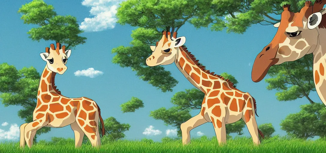 Prompt: studio ghibli baby giraffe, digital art, very detailed, high quality