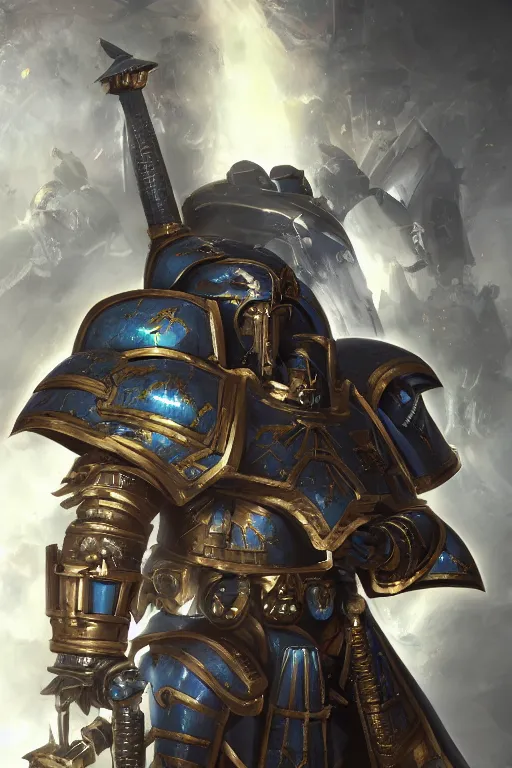 Image similar to armor portrait heros warhammer 4 0 k horus heresy fanart - the primarchs emperor by johannes helgeson animated with vfx concept artist & illustrator global illumination ray tracing hdr fanart arstation zbrush central hardmesh 8 k octane renderer comics stylized