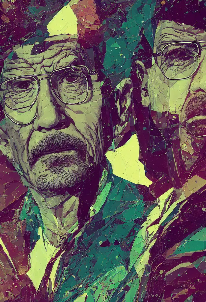 Prompt: Incredible close-up portrait of Walter White, artstation winner by Victo Ngai, Kilian Eng and by Jake Parker, swirly vibrant color lines, winning-award masterpiece, fantastically gaudy, aesthetic octane render, 8K HD Resolution