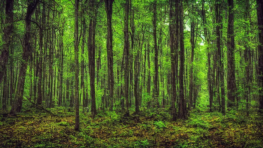 Prompt: Oversaturated photo of a forest