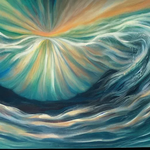 Prompt: a painting of the flow of time reversing at the moment of the death, oil painting, a sense of wonder, a sense of awe, inspiring, majestic