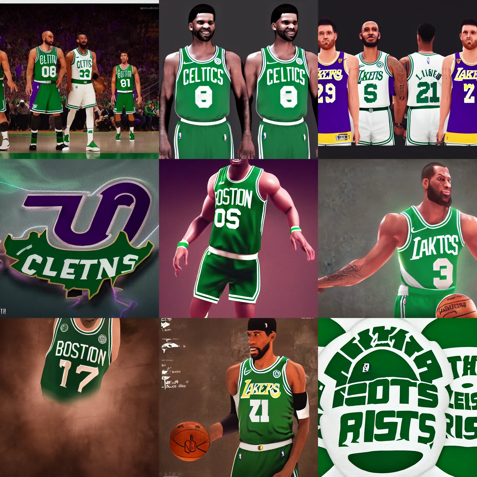boston celtics los angeles lakers jersey fusion, | Stable Diffusion ...