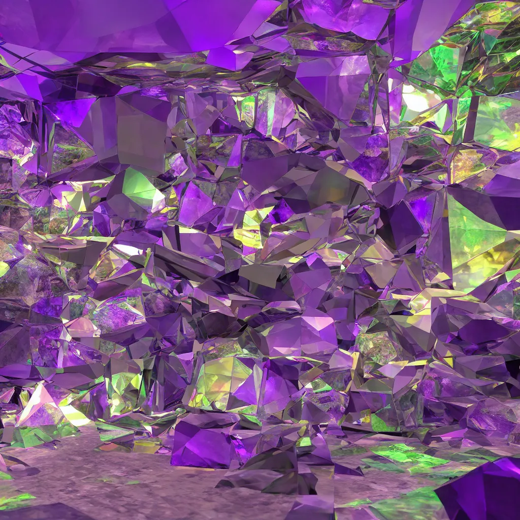 Image similar to amethyst gemstone prism geo stylized multicolorful global illumination ray tracing advended technologie