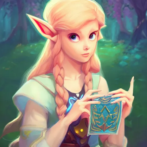 Image similar to a portrait of zelda, cute, beautiful, art by lois van baarle and loish and ross tran and rossdraws and sam yang and samdoesarts and artgerm and saruei and disney and wlop, digital art, highly detailed, intricate, sharp focus, trending on artstation hq, deviantart, unreal engine 5, 4 k uhd image