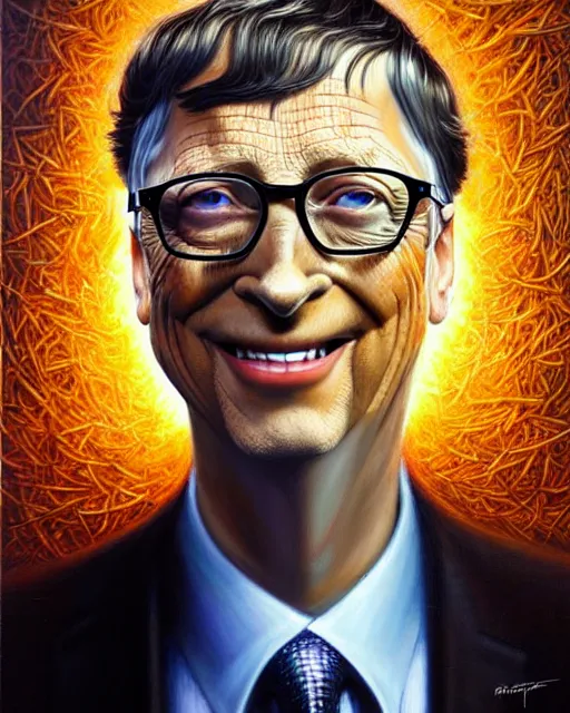 Image similar to detailed portrait of bill gates cheese!! grater!!! shredded by tomasz alen kopera and peter mohrbacher and johanna martine! and margaret keane! coherent luminescent