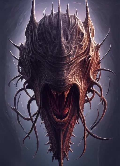 Prompt: anthropomorphic 2 4 - cell head in edgy darkiron anglerfish, intricate, elegant, highly detailed animal monster, digital painting, artstation, concept art, smooth, sharp focus, illustration, art by artgerm, wayne barlowe, trending on artstation and greg rutkowski and alphonse mucha, 8 k