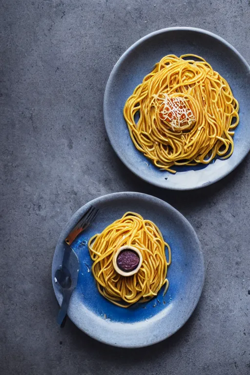 Prompt: food photography of spaghetti with a urinal cake in a toilet bowl, bon apatite, creepy photo