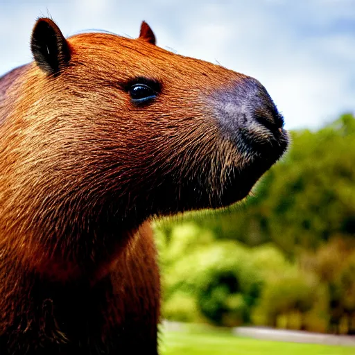 Prompt: a high quality photo of an antropomorphic capybara wearing a suit, 8k, digital art