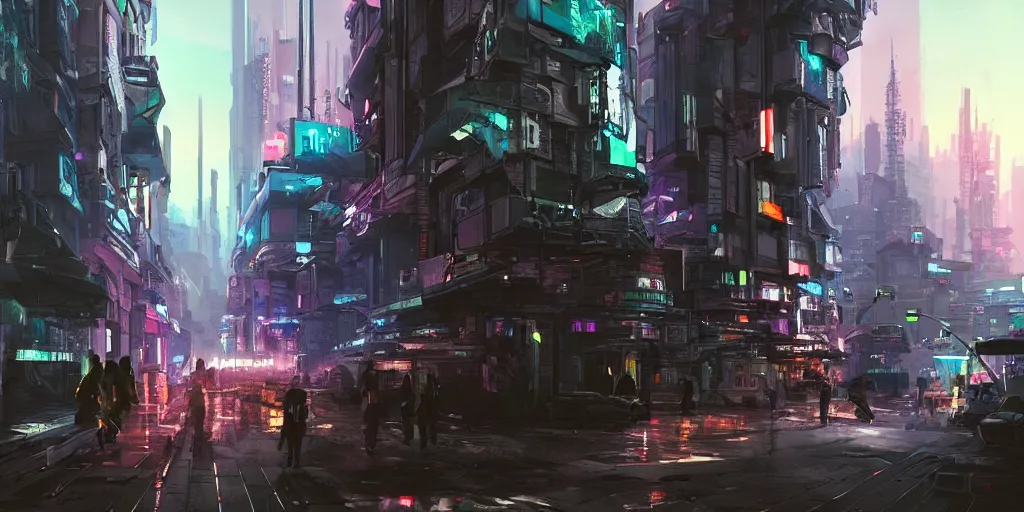 Image similar to futuristic cyberpunk russian street, trending on artstation.