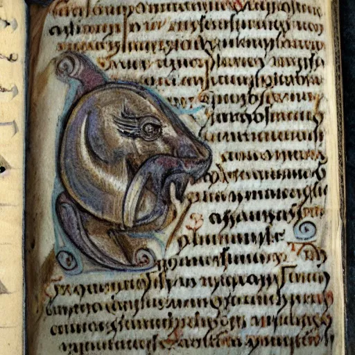 Prompt: medieval marginalia creatures