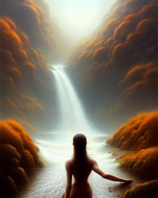 Image similar to a hyper - detailed 3 d render like an oil painting of the aperture of attention viewing the stream of thought, surrealism!!!!! concept art, lifelike, photorealistic, digital painting, smooth, sharp focus, artstation hd, by greg rutkowski, bruce pennington, valentina remenar, rhads, asher duran,