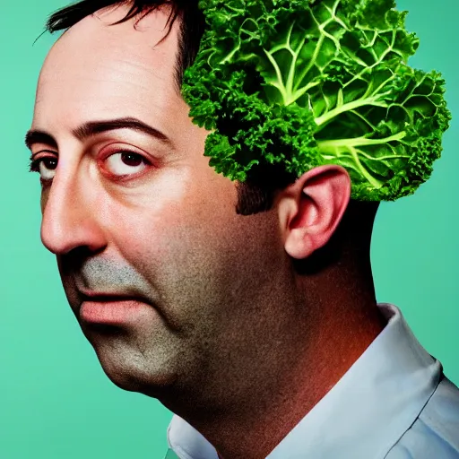 Image similar to tony hale double exposure head of kale