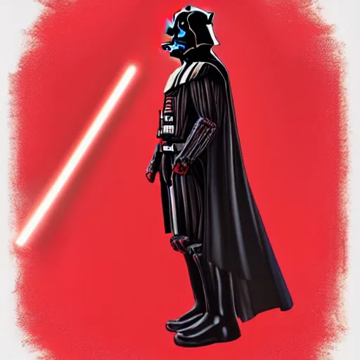 Image similar to darth vader, profile pic, red background, accurate anatomy, highly detailed, digital art, epic,