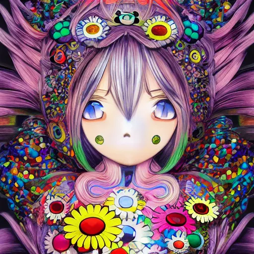 Image similar to an anime worm girl, beautiful shadowing, 3 d shadowing, reflective surfaces, illustrated completely, 8 k beautifully detailed pencil illustration, extremely hyper - detailed pencil illustration, intricate, epic composition, very very kawaii, masterpiece, bold complimentary colors. stunning masterfully painted by takashi murakami