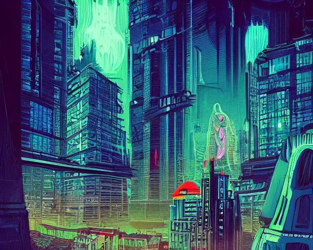 Image similar to alien supercity, illustration style of Alena Aenami