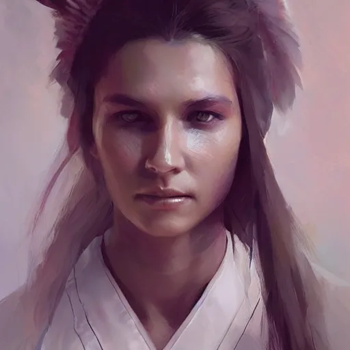 Image similar to Portrait of a Modern Native American Goddess as a nurse, white lighting, digital art by Ruan Jia and Mandy Jurgens and Artgerm, highly detailed, trending on artstation, award winning,