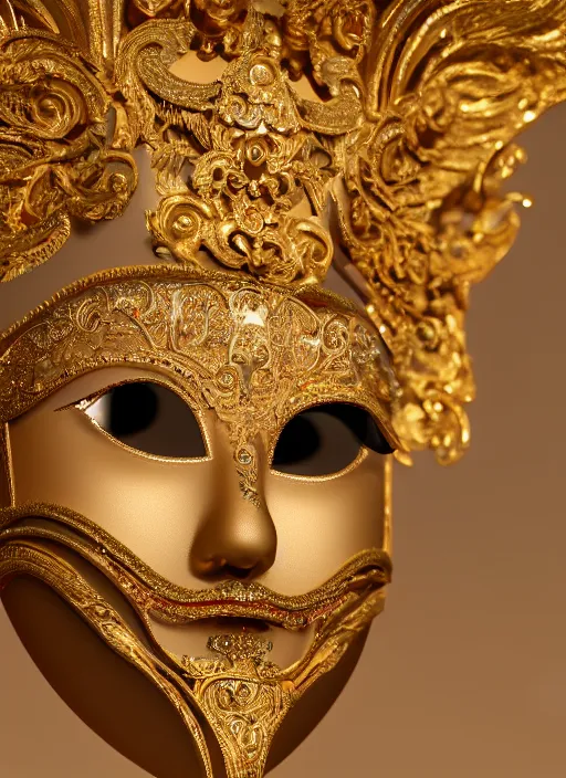 Image similar to closeup of a beautiful woman in an ornate Venice Carnival Mask, perfect face and perfect proportions, 8K, octane render, 8K,