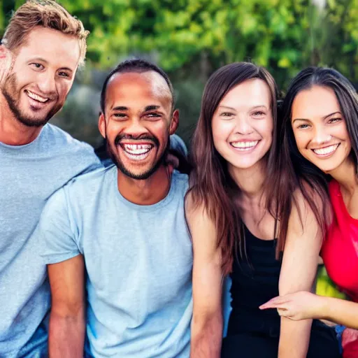 Image similar to a group of friends smiling into the camera