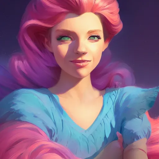 Image similar to painted portrait of princess ariel, fantastically pastel colors, octane render, matte painting concept art, official fanart behance hd artstation by jesper elsing, by rhads and makoto shinkai and lois van baarle and ilya kuvshinov and rossdraws