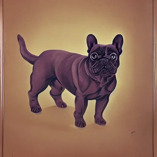 Image similar to a detailed and complex, highly detailed, concept art, soviet propaganda poster depicting a french bulldog. painting by irakli toidze