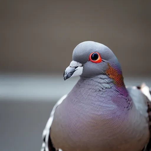 Prompt: a close up photo of a pigeon sitting on a folding chair