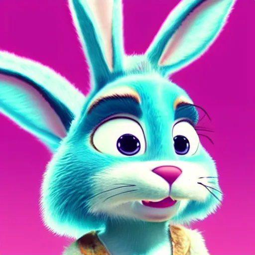 Prompt: cutie, female, anthropomorphic rabbit with white fur, in the style of zootopia,