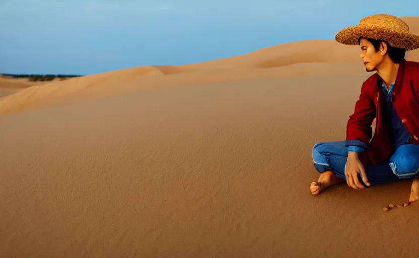 Image similar to a luffy in sand dunes, photography