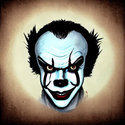 Image similar to portrait of pennywise mixed with batman, character design by alvar