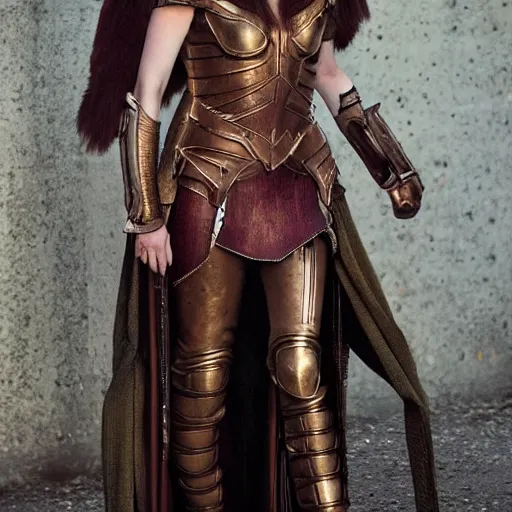 Image similar to full body photo of karen gillan as a valkyrie warrior