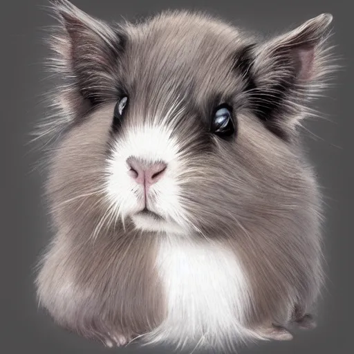 Image similar to grey abyssinian guinea pig portrait heroic angelic realistic masterpiece artstation