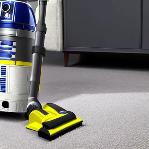 Prompt: karcher wd 2 vacuum cleaner looks like r 2 d 2, product photo 8 k,