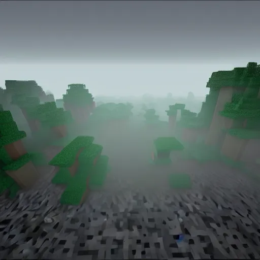 Prompt: minecraft scary fog