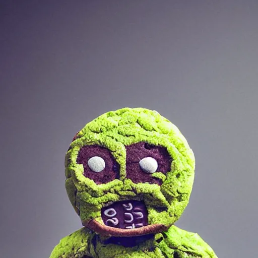 Image similar to cookie monsta plush made of weed buds eating a cookie photography portrait stylised jonathan zawada lit from multiple angles soft