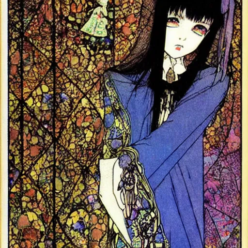 Image similar to anime girl, artwork by Harry Clarke, highly detailed, anime, manga