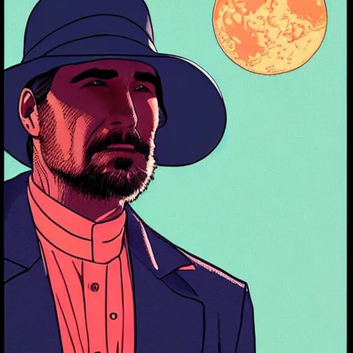 Image similar to jim caviezel retro minimalist portrait! moebius starwatcher comic by jean giraud, portrait 8 k