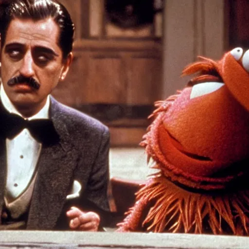 Image similar to Muppets in Godfather, 8k, cinematic, movie still